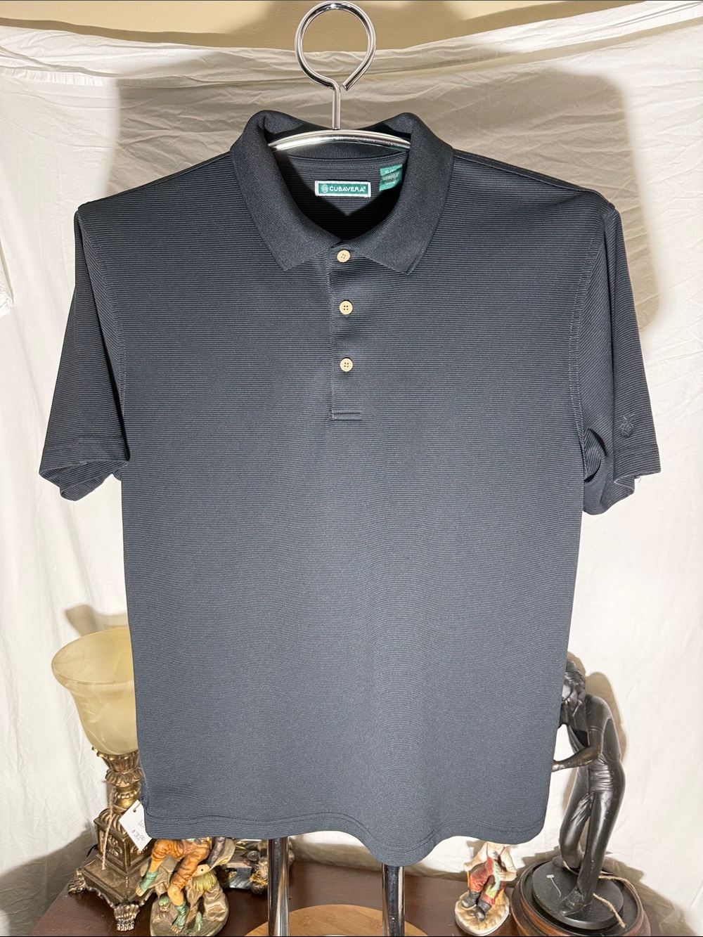 Cubavera Men's Black Short-Sleeve Polo with Collared Placket